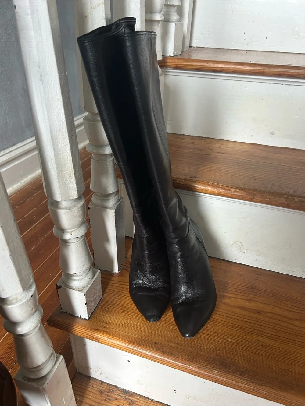 Tory Burch Black Leather Over-the-Knee Pointed Boots
